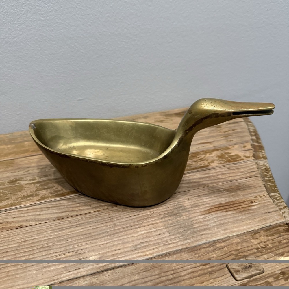 Dolbi Cashier Duck Trinket Dish Unisex OS Gold Excellent Brass Valet Tray 1980